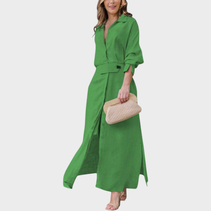 Jeanette | Elegante Abito Lungo con Scollo a V