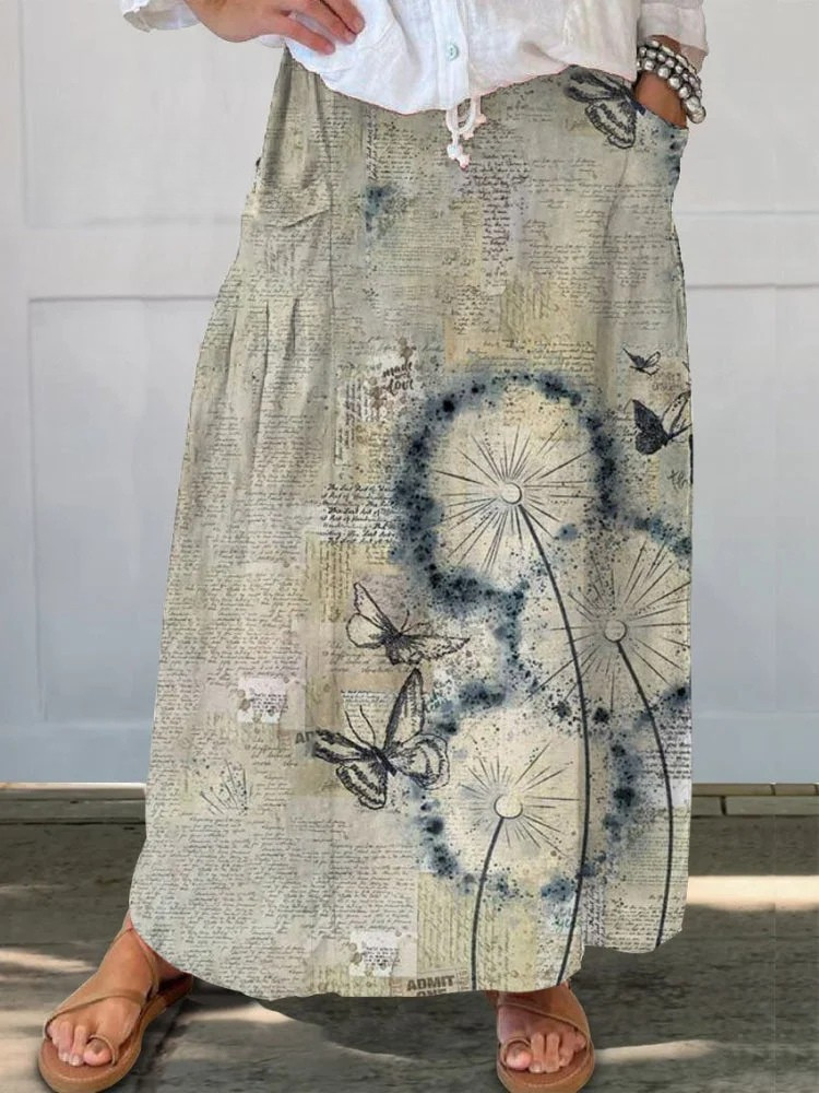 Prato | Gonna a portafoglio con fiori di campo