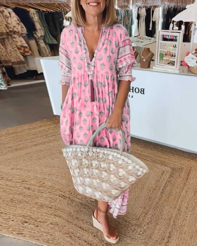 Mana | Abito floreale chic con scollo a V