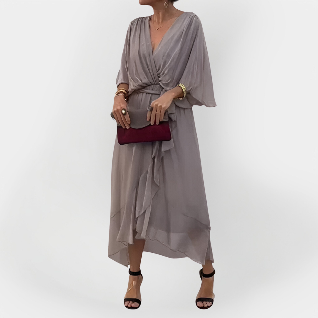 Abito in Chiffon con Scollo a V