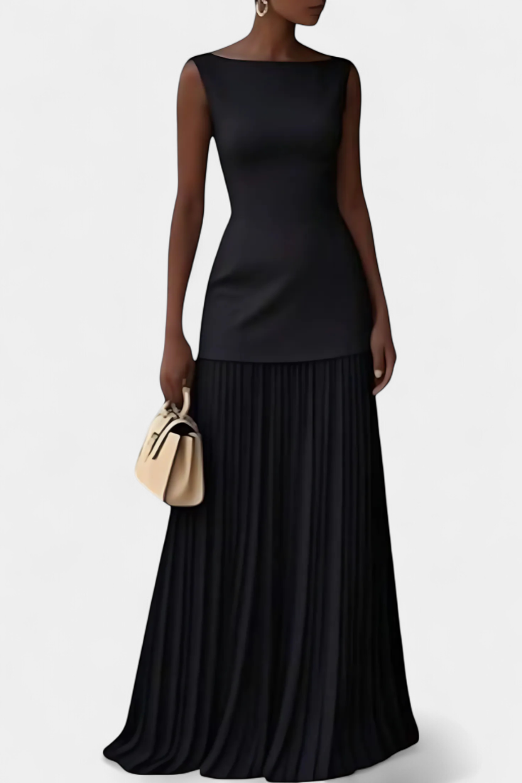 Abito da sera lungo in chiffon Silvana con pieghe