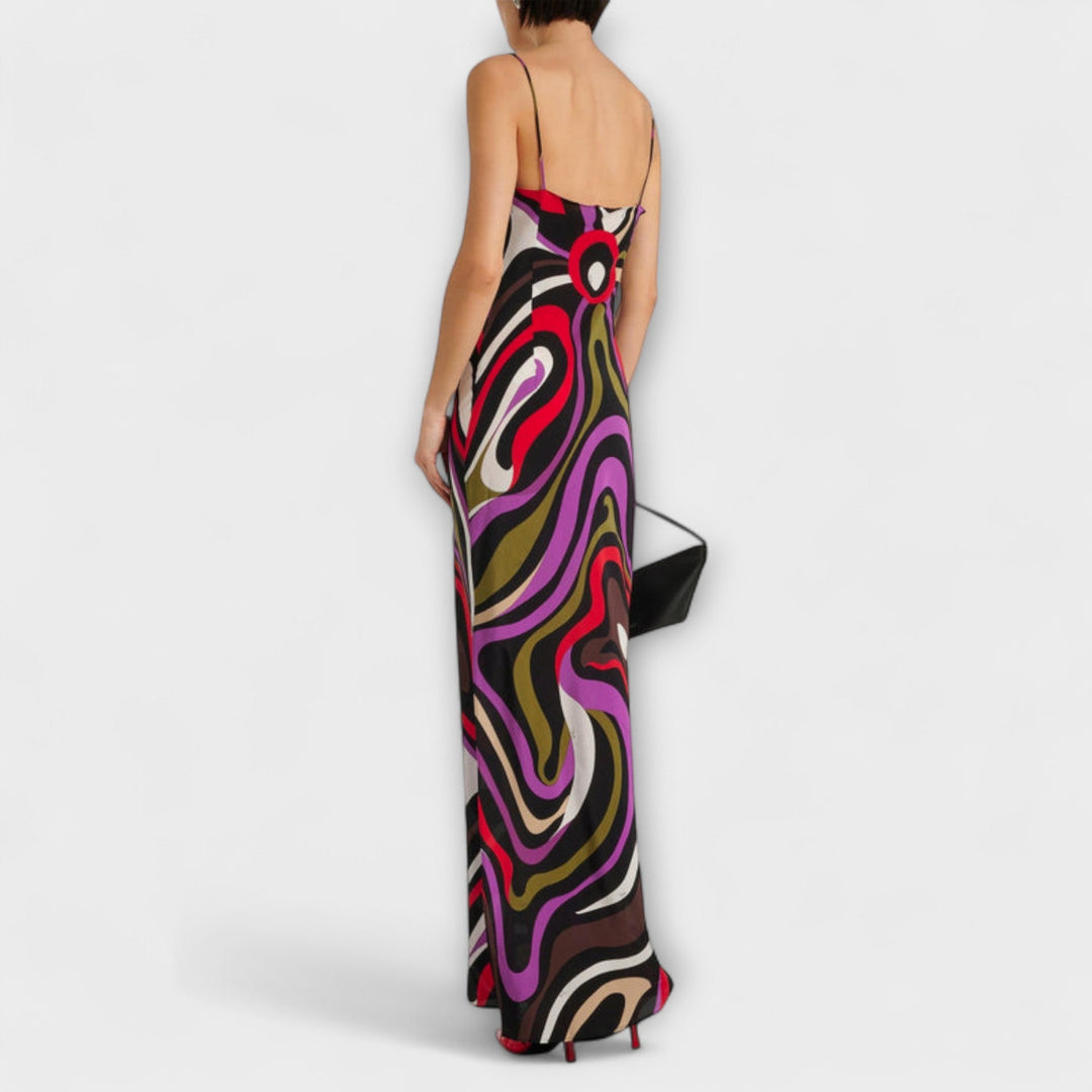 Daphne - Maxi abito con stampa marmorizzata