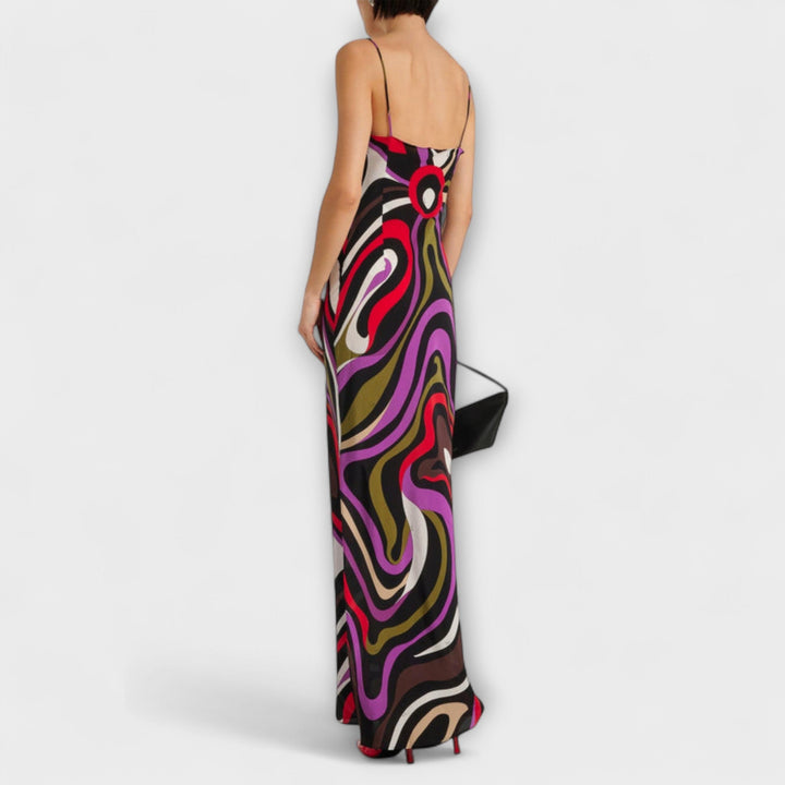 Daphne - Maxi abito con stampa marmorizzata