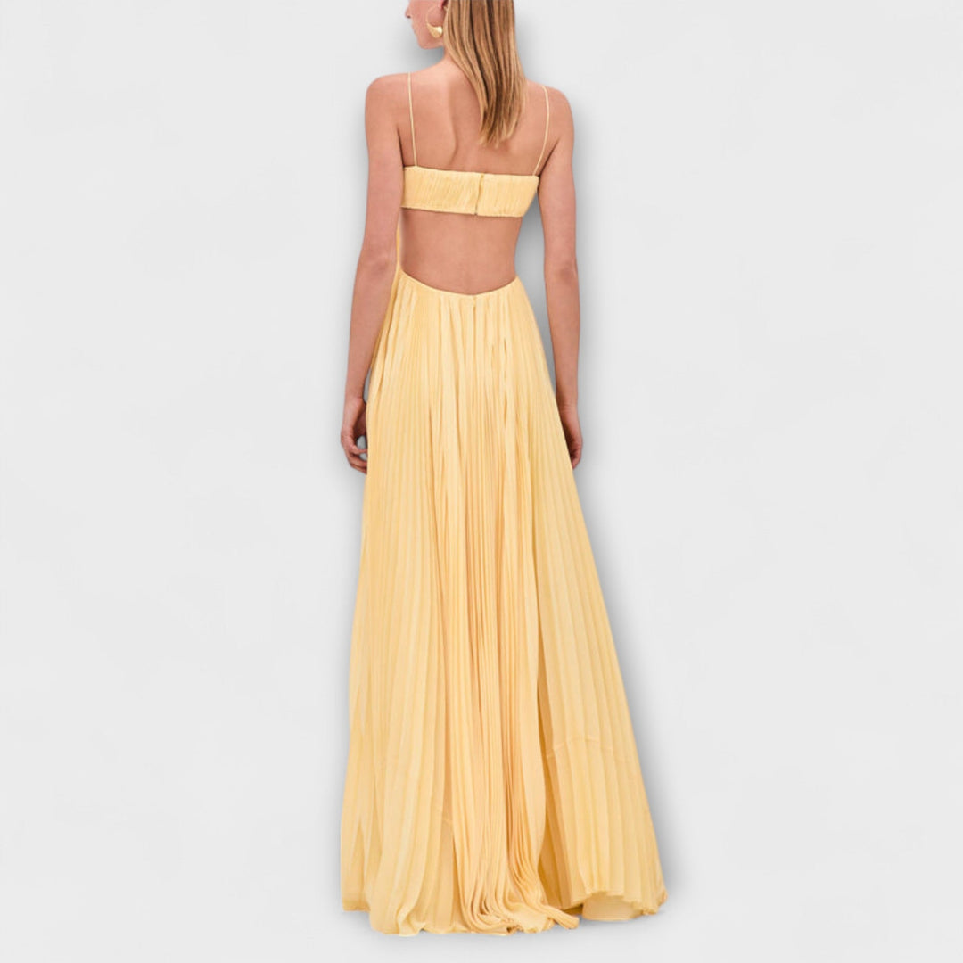 Mireille - Abito lungo fluido plissettato chic con cut-out