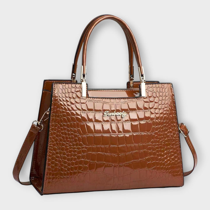 Erain - Borsa in pelle di coccodrillo lucida