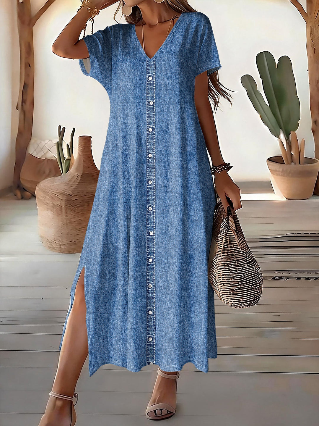 Vestito di jeans da donna stile retrò casual