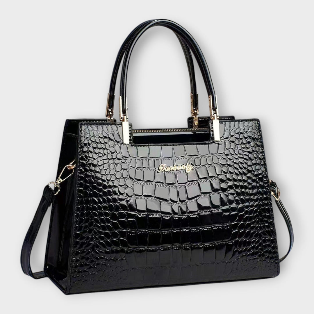 Erain - Borsa in pelle di coccodrillo lucida