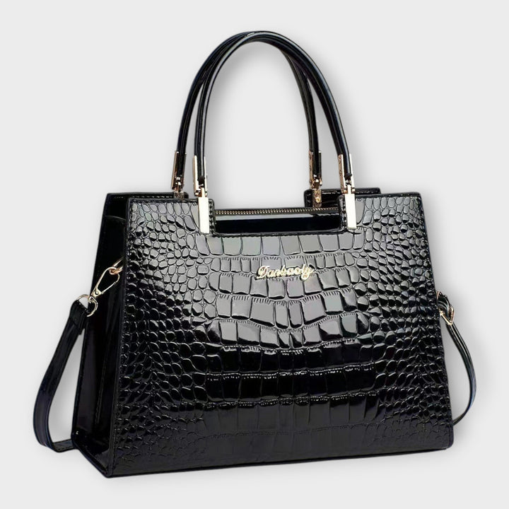 Erain - Borsa in pelle di coccodrillo lucida
