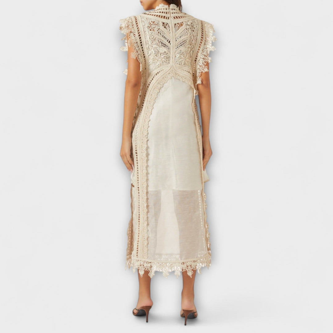 Mira - Robe longue en organza tissé ajouré