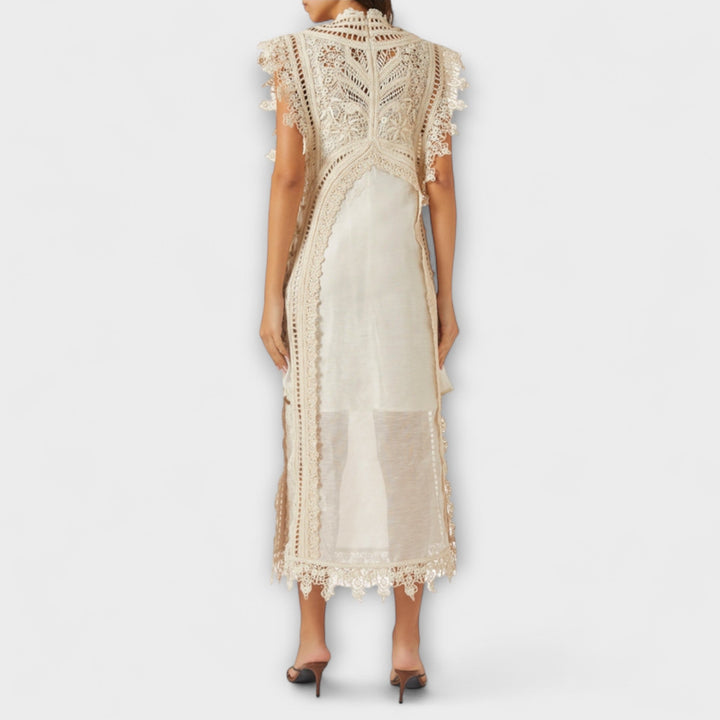 Mira - Robe longue en organza tissé ajouré