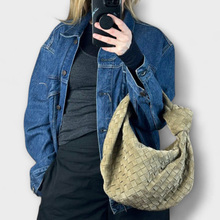 Emi - Borsa grande da donna in tessuto a maglie larghe