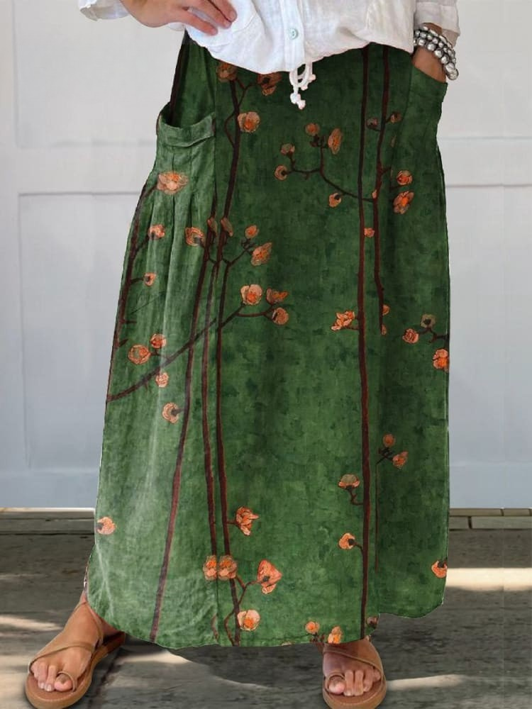 Prato | Gonna a portafoglio con fiori di campo