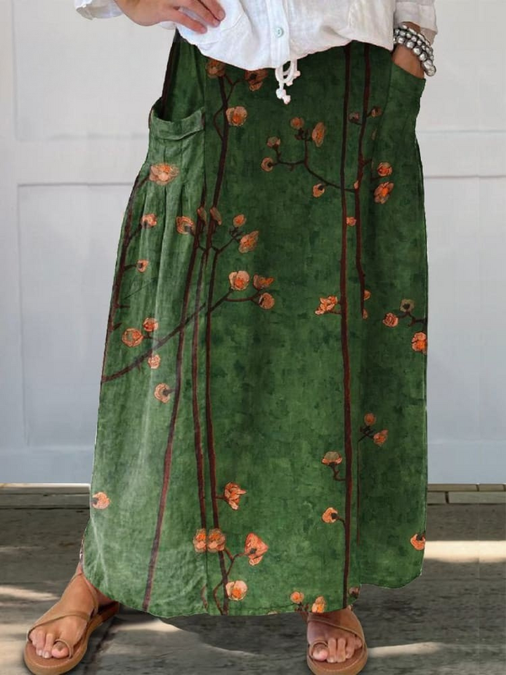 Prato | Gonna a portafoglio con fiori di campo