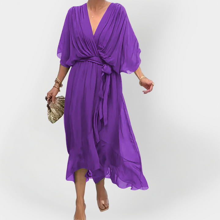 Abito in Chiffon con Scollo a V