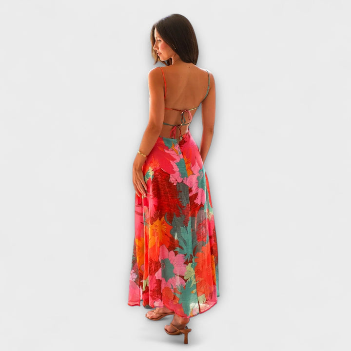 Audrey - Abito da Donna con Spalline e Stampa Floreale - Elegante e Seducente