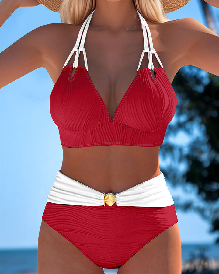 Lily™ | Costume da Bagno a Vita Alta con Doppio Laccio e Colore a Contrasto