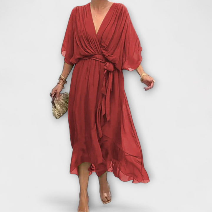 Amoura — Vestito in Chiffon con Scollo a V