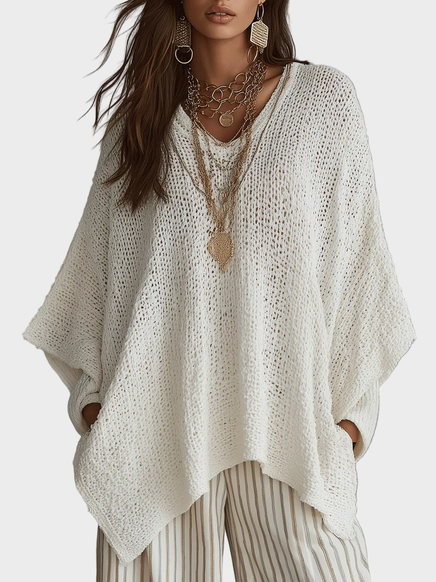 Natalie | Effortless Neutral Bohemian Pullover Knit Top