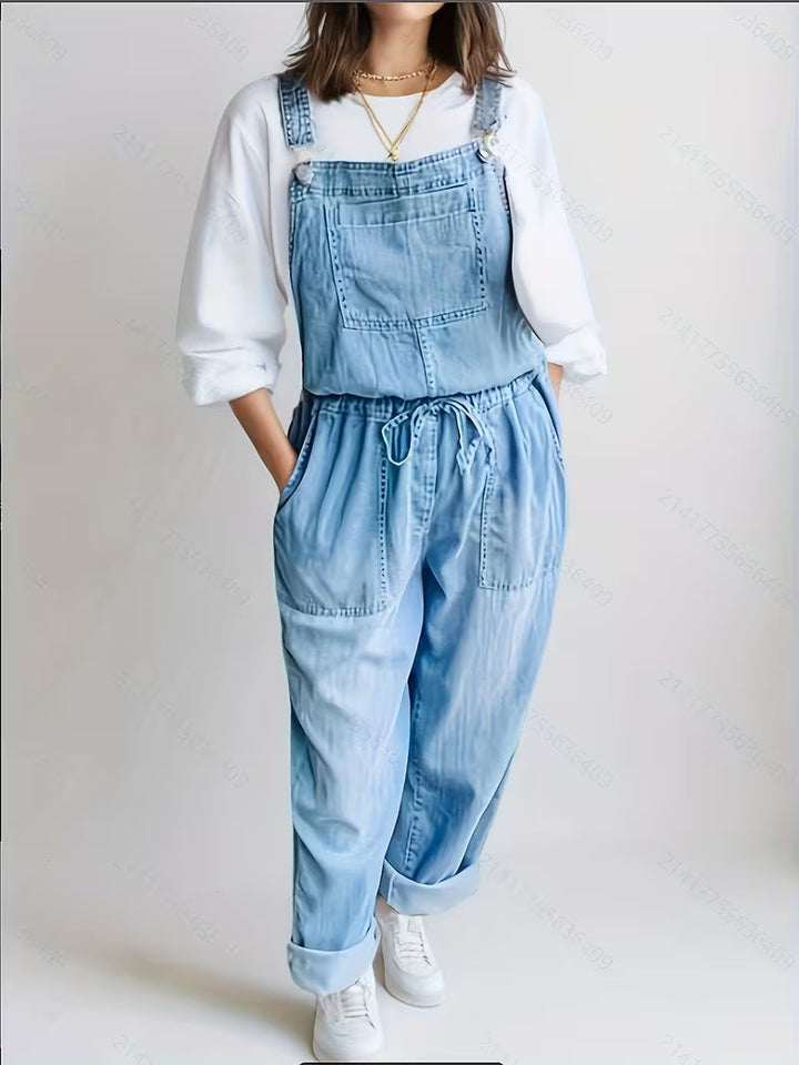 Salopette Jeans da Donna Vestibilità Comoda Stile Casual Classico
