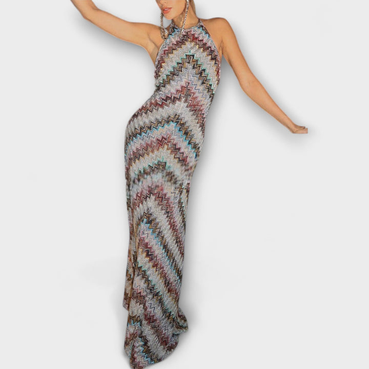 Reese - Robe en maille Jodie à motif chevron coloré