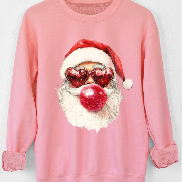 Comfortable Santa Graphic Christmas Tacky Sweater for Women with Crew Neck Long Sleeve Oversized Pullover Style