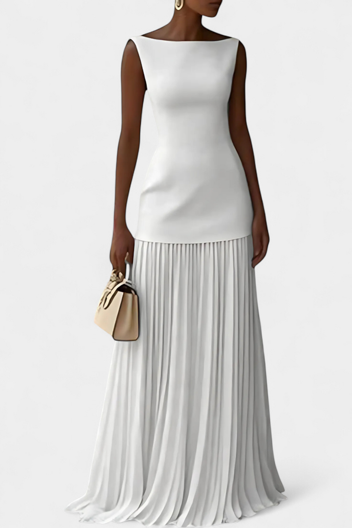 Abito da sera lungo in chiffon Silvana con pieghe