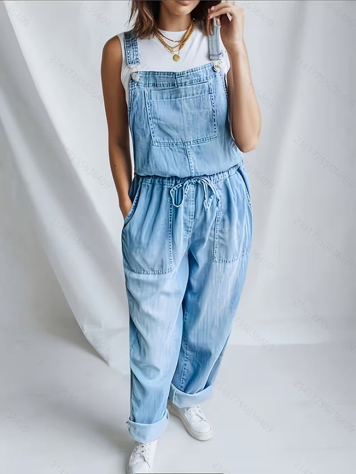 Salopette Jeans da Donna Vestibilità Comoda Stile Casual Classico
