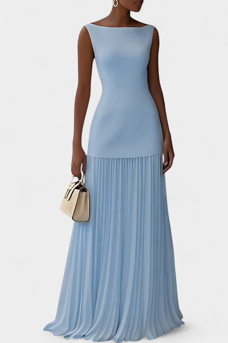 Abito da sera lungo in chiffon Silvana con pieghe