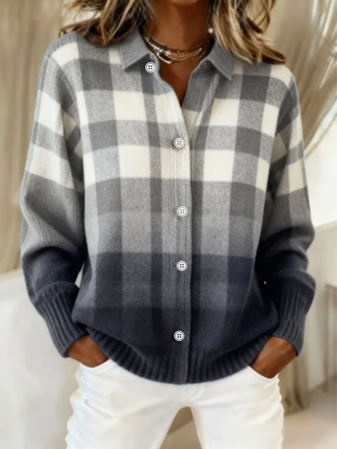 Mara™ – Blusa con cappuccio a quadri
