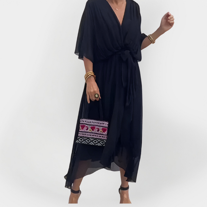 Abito in Chiffon con Scollo a V