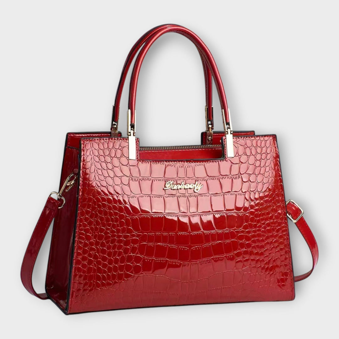Erain - Borsa in pelle di coccodrillo lucida