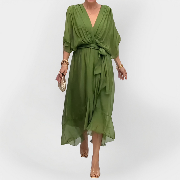 Abito in Chiffon con Scollo a V