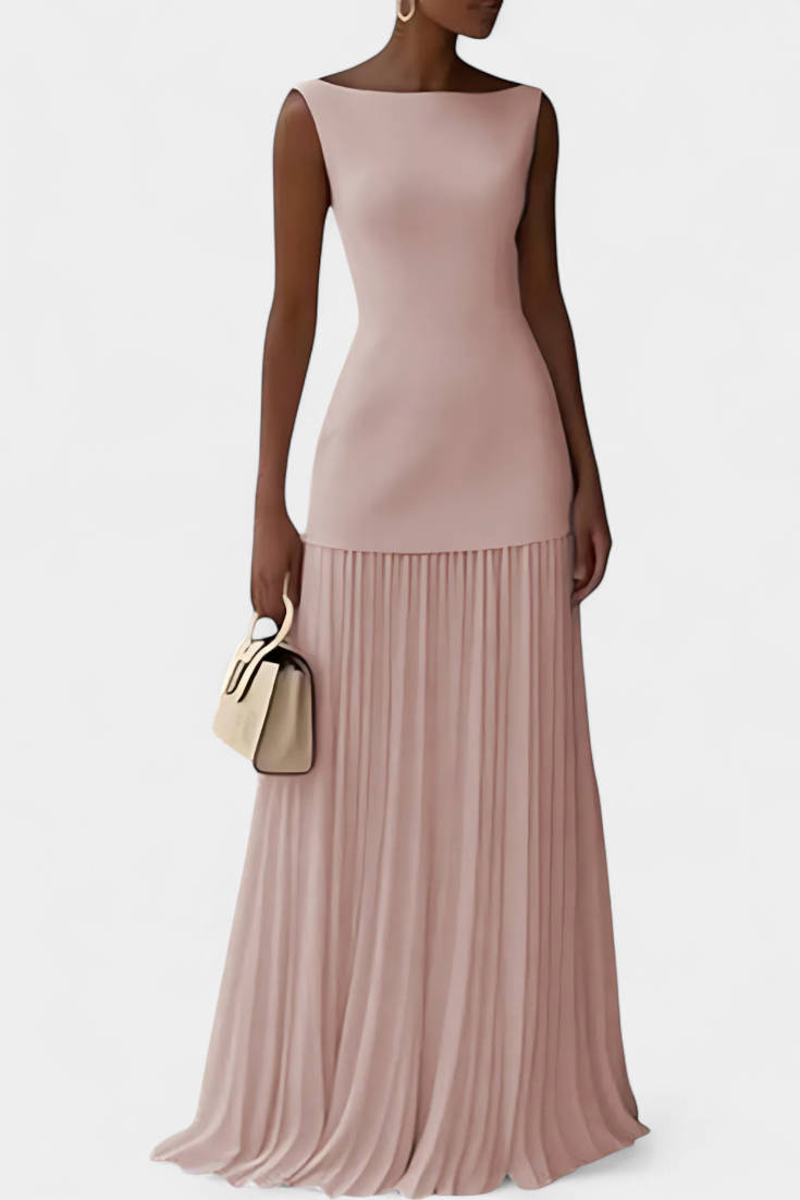 Abito da sera lungo in chiffon Silvana con pieghe