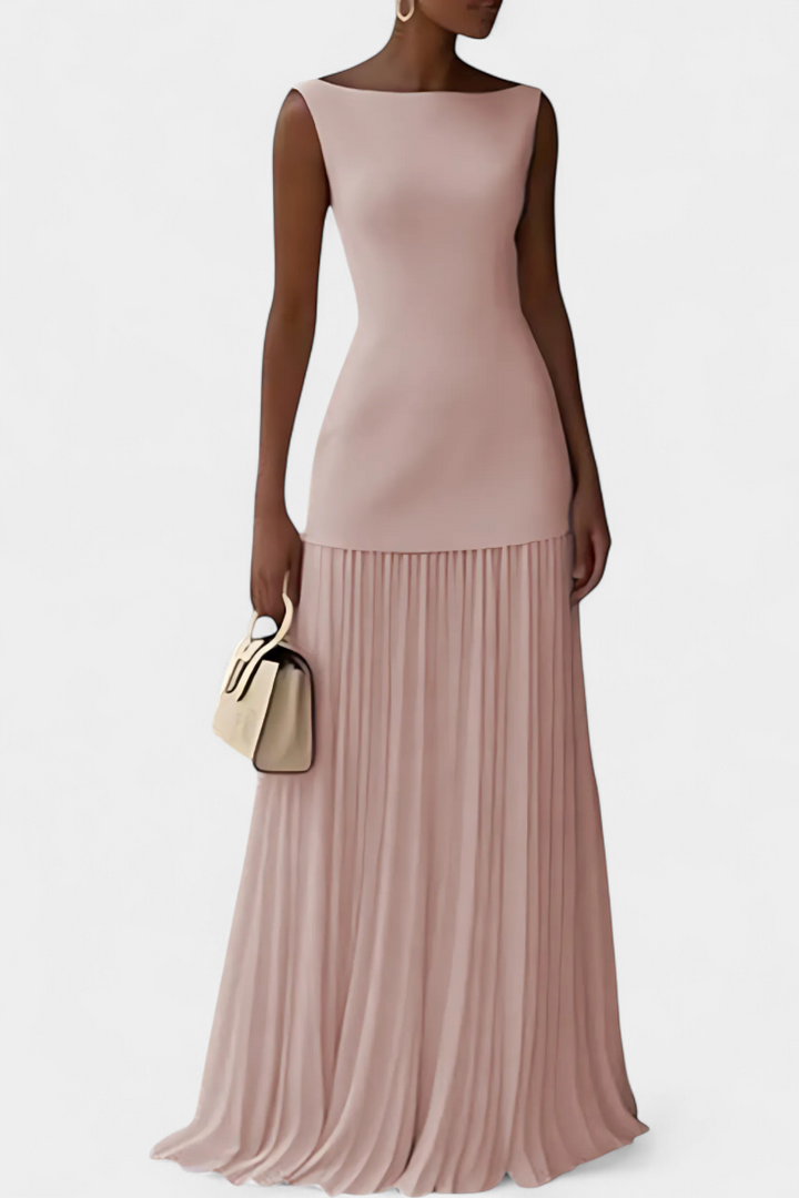 Abito da sera lungo in chiffon Silvana con pieghe