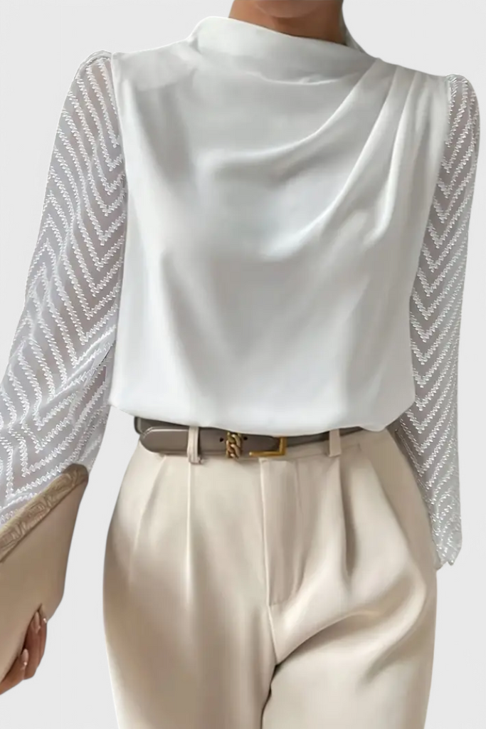 Zaraa Elegant Blouse with Sheer Sleeves – The Harrington Sisters