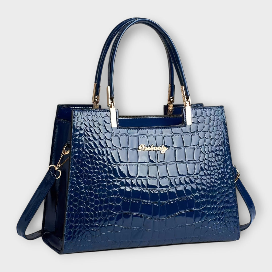 Erain - Borsa in pelle di coccodrillo lucida