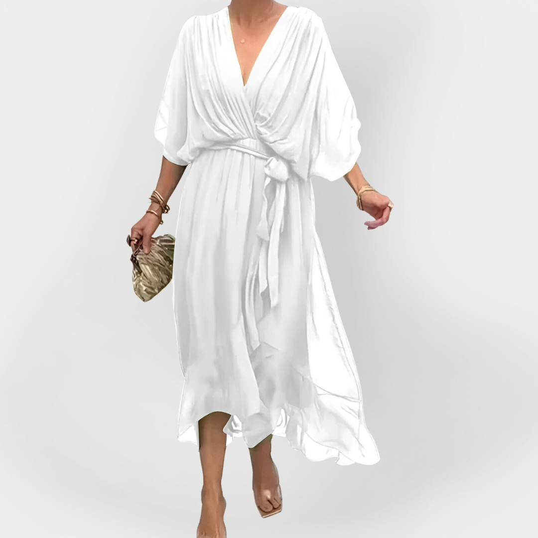Abito in Chiffon con Scollo a V