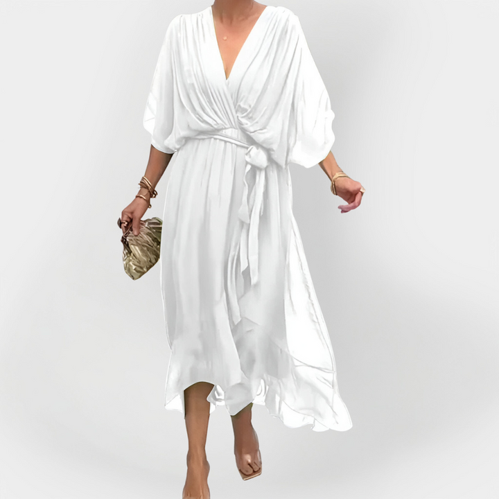 Abito in Chiffon con Scollo a V