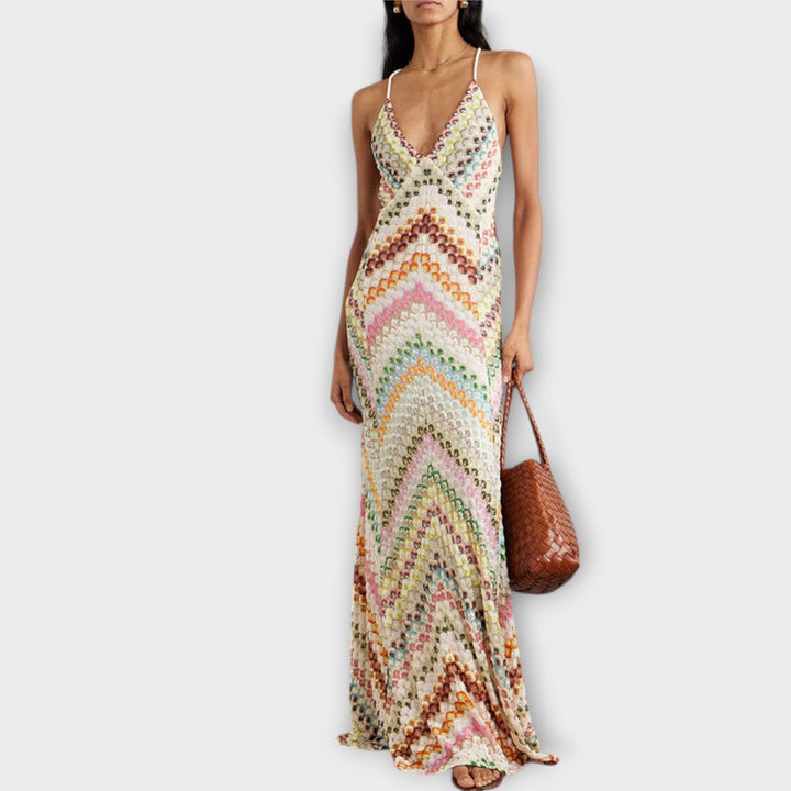 Remi - Robe longue Missoni à motif chevrons colorés