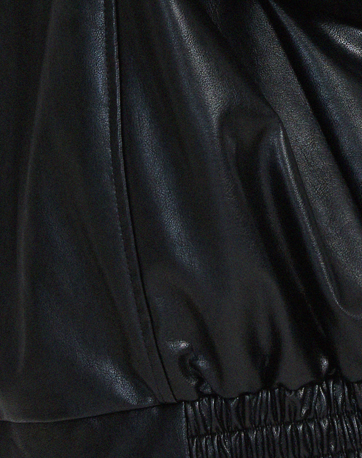 Effortless Faux Leather Jacket for Women with Collared Long Sleeve Oversized Relaxed Style