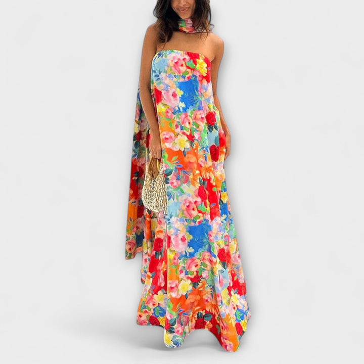 Harlow - Abito lungo floreale con spalle scoperte