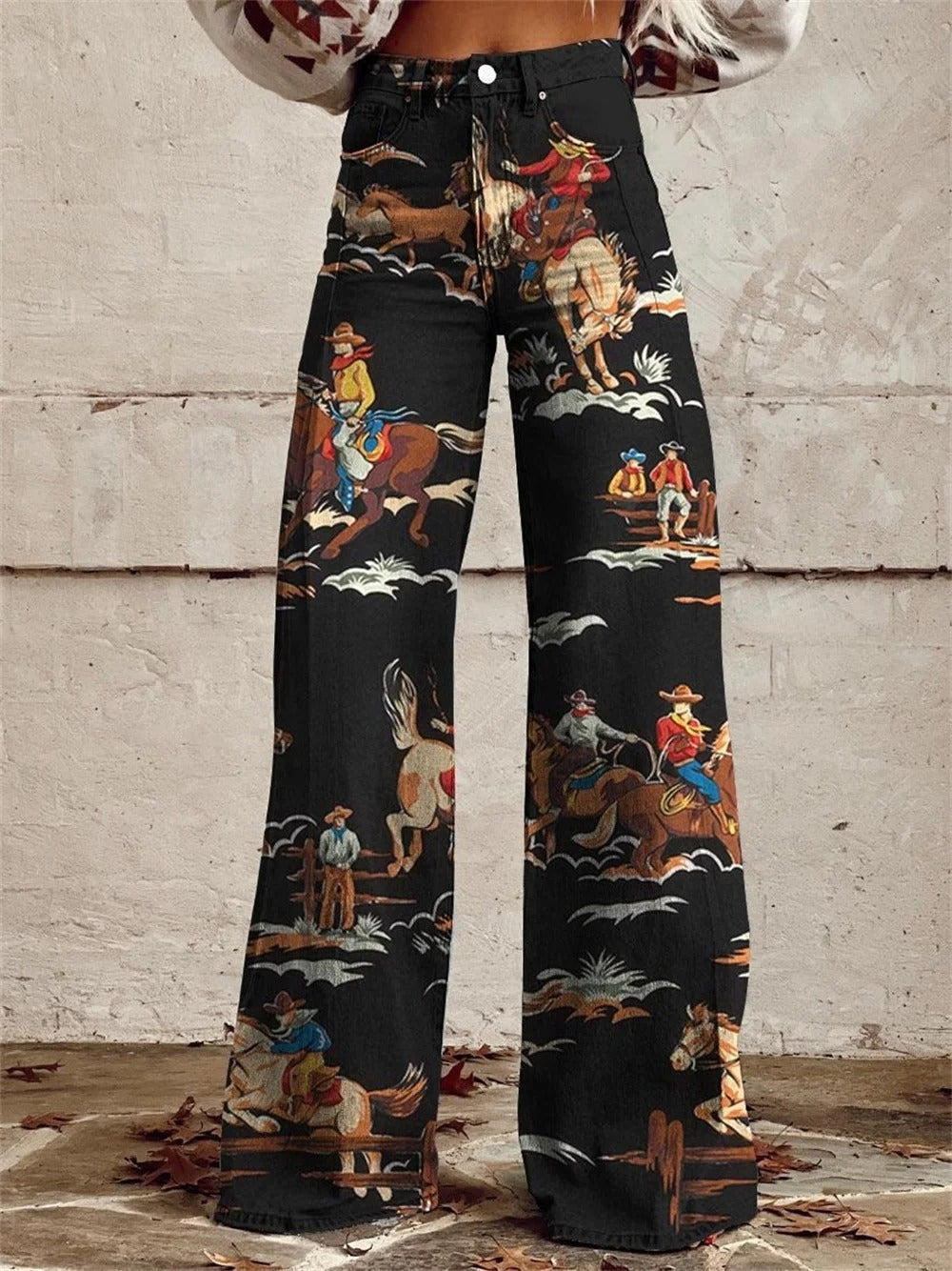 Penelope™ - Pantaloni A Gamba Larga Stampa Vintage