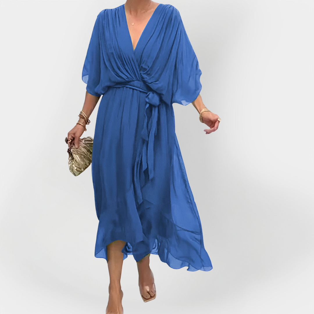 Abito in Chiffon con Scollo a V