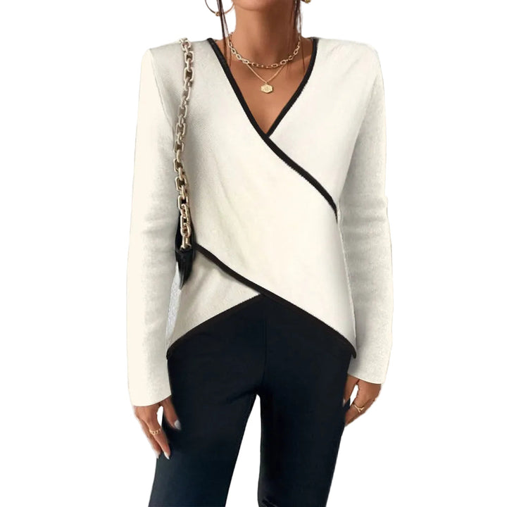 Top elegante da donna in maglia incrociata con scollo a V
