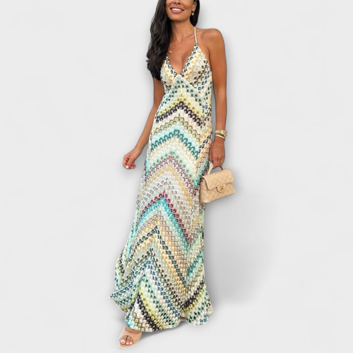 Remi - Robe longue Missoni à motif chevrons colorés