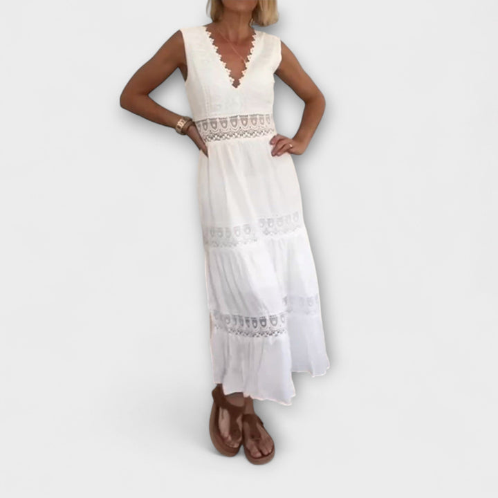 Aurélie - Robe élégante en dentelle à col en V