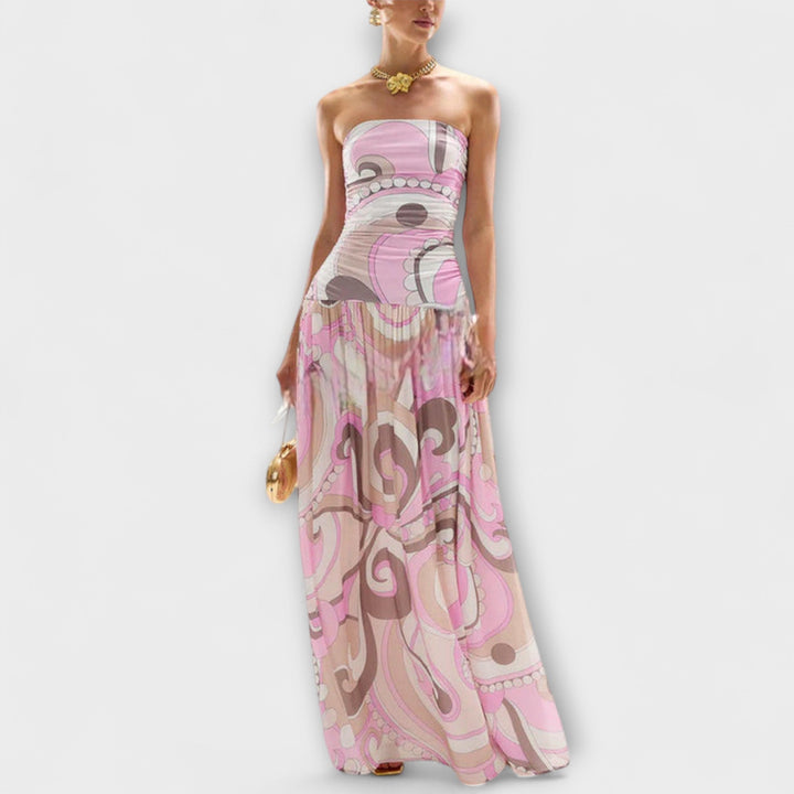 Tatum - Superbe robe longue bustier pastel