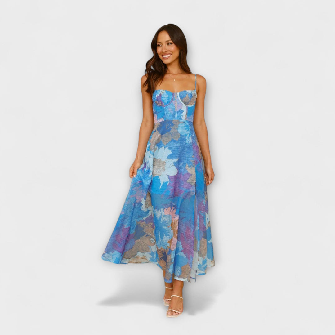 Audrey - Abito da Donna con Spalline e Stampa Floreale - Elegante e Seducente