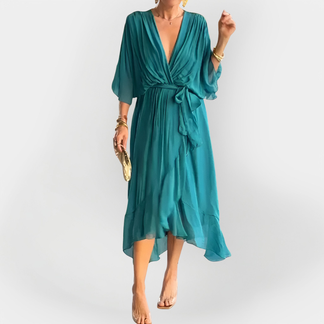 Abito in Chiffon con Scollo a V