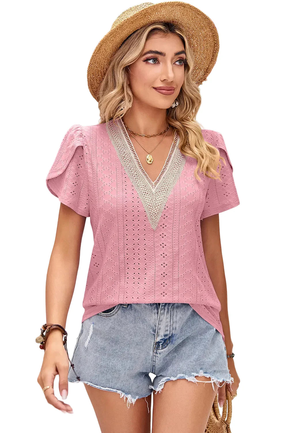 Top in pizzo scollo a V
